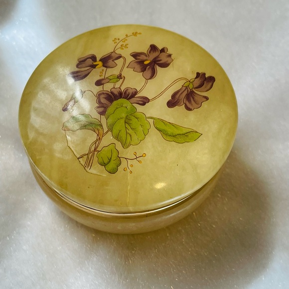 LEFTON|Genuine ALABASTER Made in ITALY Trinket/Jewelry Jar. Mid 20th Century. - Picture 6 of 6